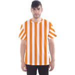 Vertical Stripes - White and Orange Men s Sport Mesh Tee
