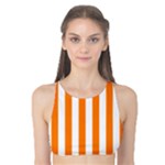 Vertical Stripes - White and Orange Tank Bikini Top