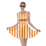 Vertical Stripes - White and Orange Skater Dress