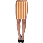 Vertical Stripes - White and Orange Bodycon Skirt