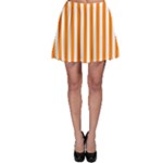Vertical Stripes - White and Orange Skater Skirt