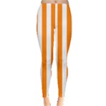 Vertical Stripes - White and Orange Women s Leggings