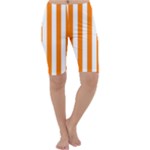 Vertical Stripes - White and Orange Cropped Leggings