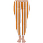 Vertical Stripes - White and Orange Winter Leggings