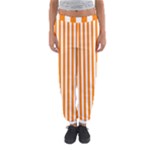 Vertical Stripes - White and Orange Women s Jogger Sweatpants