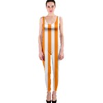 Vertical Stripes - White and Orange OnePiece Catsuit