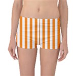 Vertical Stripes - White and Orange Boyleg Bikini Bottoms