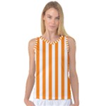 Vertical Stripes - White and Orange Women s Basketball Tank Top