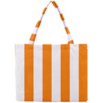 Vertical Stripes - White and Orange Mini Tote Bag