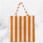 Vertical Stripes - White and Orange Grocery Tote Bag