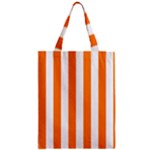 Vertical Stripes - White and Orange Zipper Classic Tote Bag