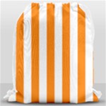 Vertical Stripes - White and Orange Drawstring Bag (Large)