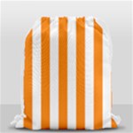 Vertical Stripes - White and Orange Drawstring Bag (Small)