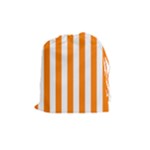 Vertical Stripes - White and Orange Drawstring Pouch (M)