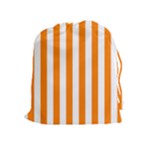 Vertical Stripes - White and Orange Drawstring Pouch (XL)