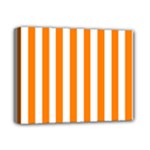 Vertical Stripes - White and Orange Deluxe Canvas 14  x 11  (Stretched)