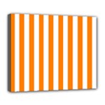 Vertical Stripes - White and Orange Deluxe Canvas 24  x 20  (Stretched)