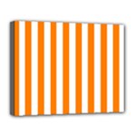 Vertical Stripes - White and Orange Canvas 14  x 11  (Stretched)