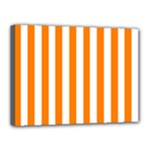 Vertical Stripes - White and Orange Canvas 16  x 12  (Stretched)
