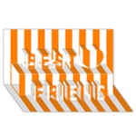 Vertical Stripes - White and Orange Best Friends 3D Greeting Card (8x4)