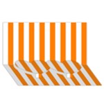 Vertical Stripes - White and Orange Twin Heart Bottom 3D Greeting Card (8x4)