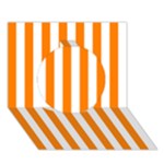 Vertical Stripes - White and Orange Circle 3D Greeting Card (7x5)