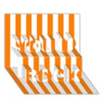 Vertical Stripes - White and Orange You Rock 3D Greeting Card (7x5)