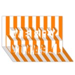 Vertical Stripes - White and Orange Merry Xmas 3D Greeting Card (8x4)