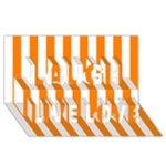 Vertical Stripes - White and Orange Laugh Live Love 3D Greeting Card (8x4)