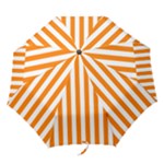 Vertical Stripes - White and Orange Folding Umbrella