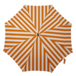 Vertical Stripes - White and Orange Hook Handle Umbrella (Large)