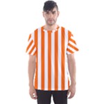 Vertical Stripes - White and Safety Orange Men s Sport Mesh Tee