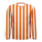 Vertical Stripes - White and Safety Orange Men s Long Sleeve T-shirt