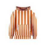 Vertical Stripes - White and Safety Orange Kid s Pullover Hoodie