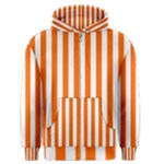 Vertical Stripes - White and Safety Orange Men s Zipper Hoodie