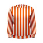 Vertical Stripes - White and Safety Orange Women s Sweatshirt