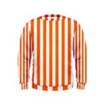 Vertical Stripes - White and Safety Orange Kid s Sweatshirt