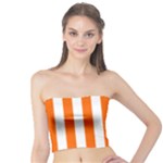 Vertical Stripes - White and Safety Orange Tube Top
