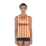 Vertical Stripes - White and Safety Orange Women s Sport Tank Top