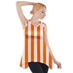 Vertical Stripes - White and Safety Orange Side Drop Tank Tunic