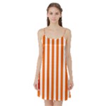 Vertical Stripes - White and Safety Orange Satin Night Slip