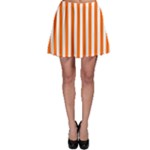 Vertical Stripes - White and Safety Orange Skater Skirt
