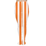 Vertical Stripes - White and Safety Orange Women s Tights