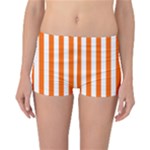 Vertical Stripes - White and Safety Orange Reversible Boyleg Bikini Bottoms