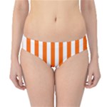 Vertical Stripes - White and Safety Orange Hipster Bikini Bottoms