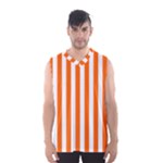 Vertical Stripes - White and Safety Orange Men s Basketball Tank Top