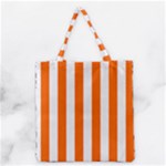 Vertical Stripes - White and Safety Orange Grocery Tote Bag