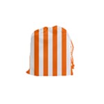 Vertical Stripes - White and Safety Orange Drawstring Pouch (S)