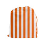 Vertical Stripes - White and Safety Orange Drawstring Pouch (XL)