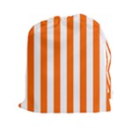 Vertical Stripes - White and Safety Orange Drawstring Pouch (XXl)